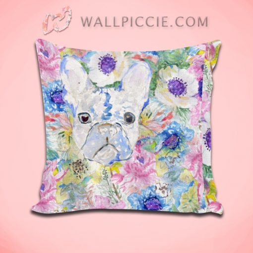 Abstract French Bulldog Floral Decorative Pillow Cover