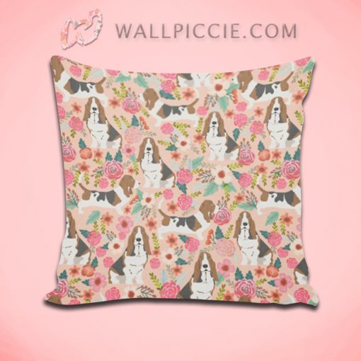 Cute Dog Floral Pattern Decorative Pillow Cover