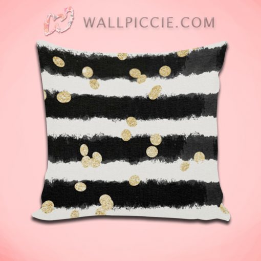 Modern Black Watercolor Stripes Decorative Pillow Cover