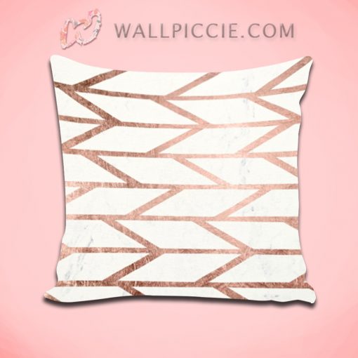 Modern Faux Rose Gold Herringbone Decorative Pillow Cover