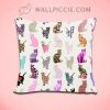 Whimsical Cats Aztec Floral Stripes Decorative Throw Pillow Cover