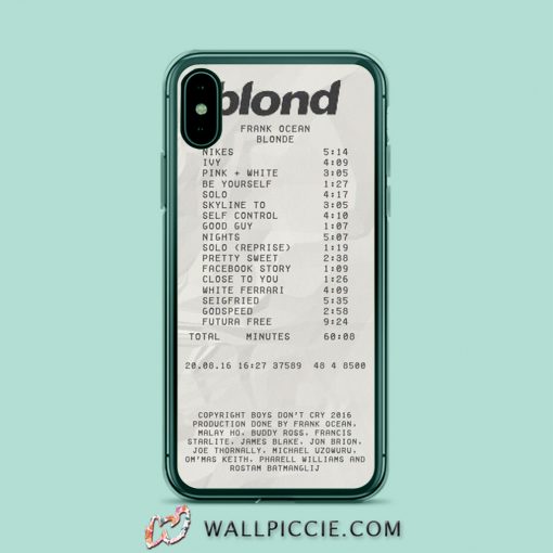 Frank Ocean Blonde Playlist iPhone Xr Case