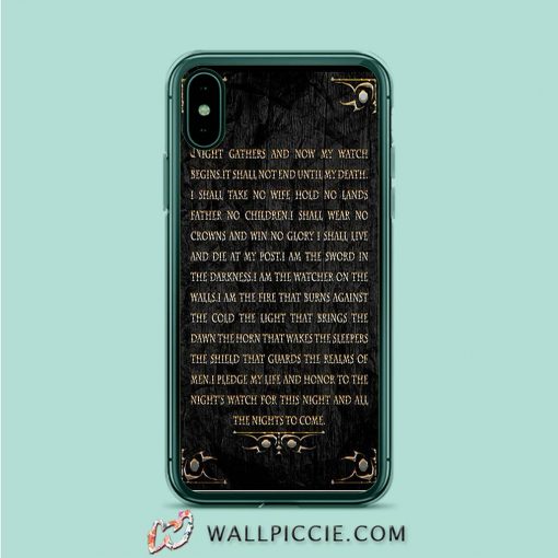 Game Of The Thrones Nights Watch Quote iPhone XR Case