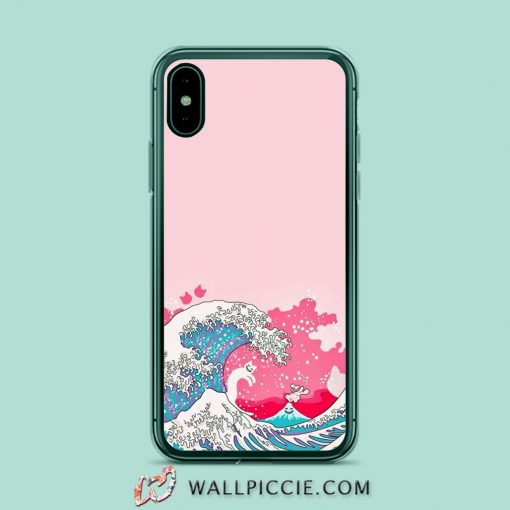 Pink Great Wave Off Kanagawa Aesthetic iPhone XR Case