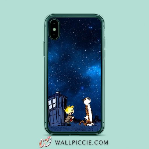 Funny Calvin Hobbes Doctor Who Parody iPhone Xr Case