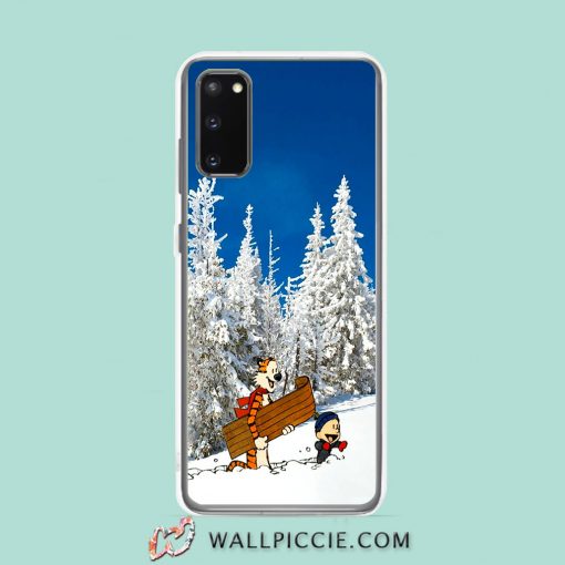 Cool Calvin Hobbes Playing In Snow Samsung Galaxy S20 Case