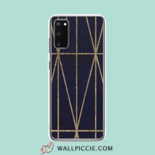 Cool Gold Geometric Triangles Navy Blue Samsung Galaxy S20 Case